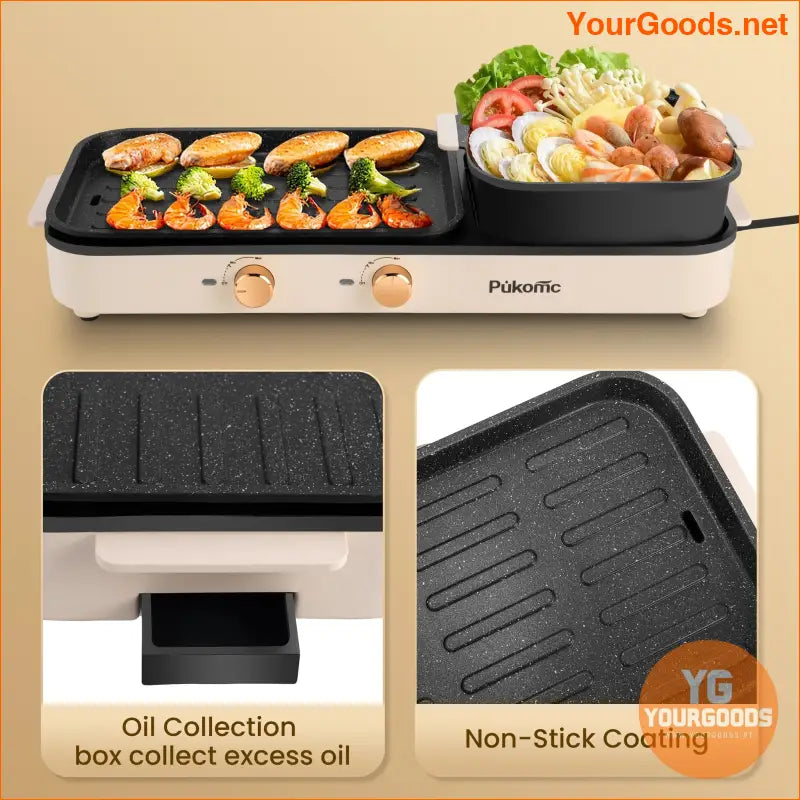 SUSTEAS 2in1 Electric Hot Pot Grill 1500W - YourGoods Online Shop