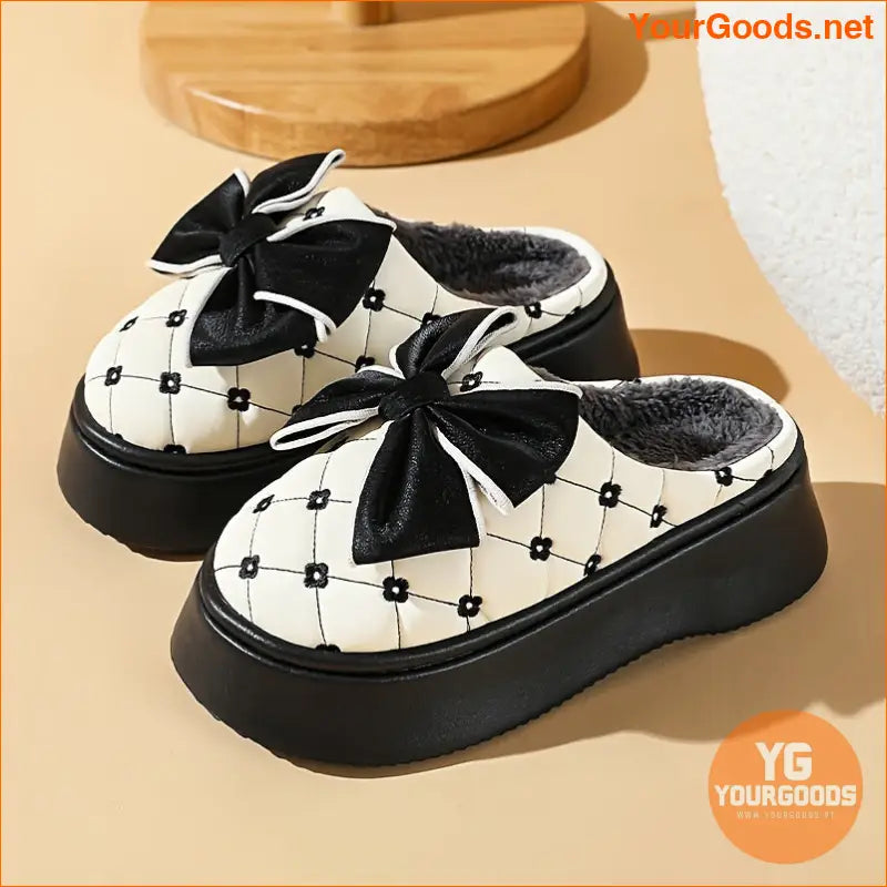 Sweet Style Womens Cartoon Bowknot Winter Slippers - YourGoods Online Shop