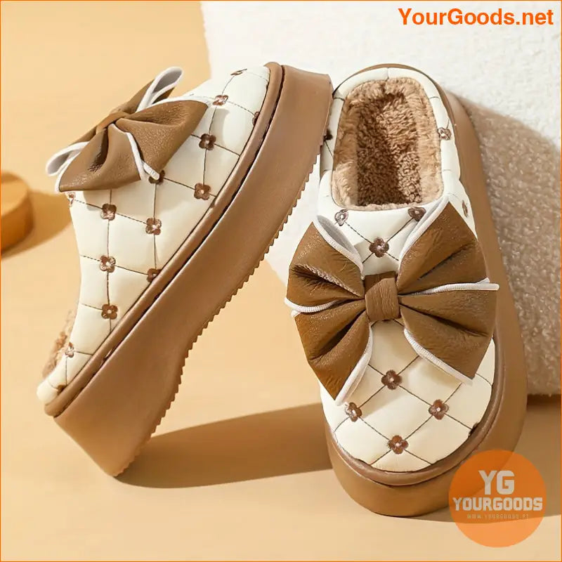 Sweet Style Womens Cartoon Bowknot Winter Slippers - YourGoods Online Shop