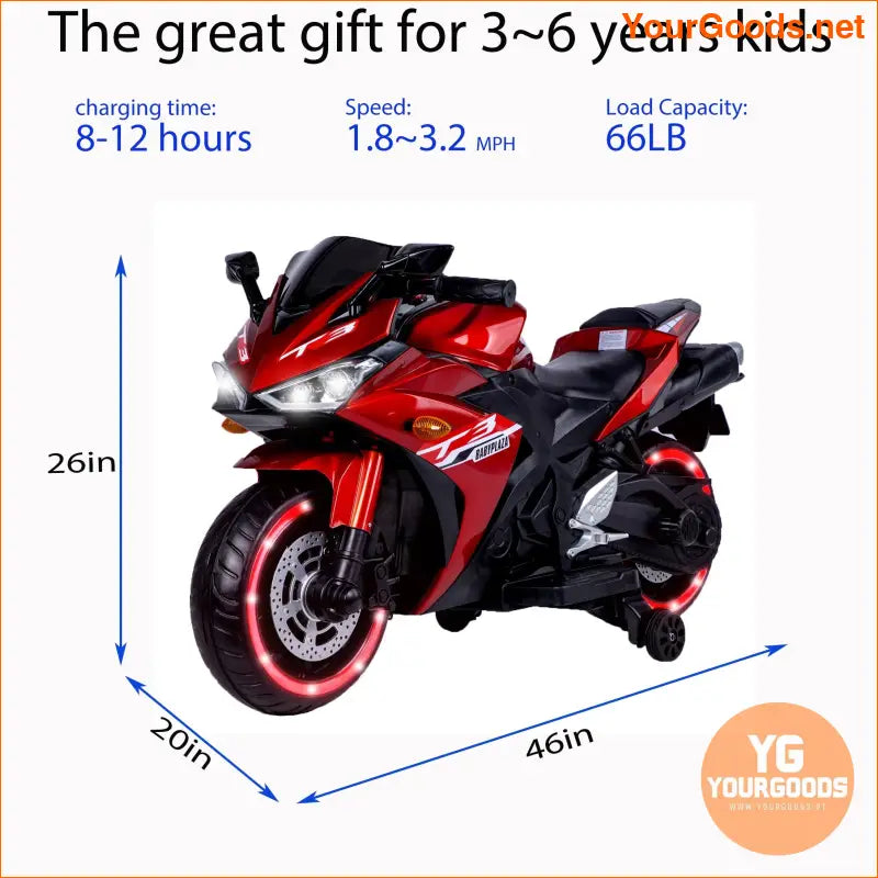 Tamco 12V Kids Electric Motorcycle with Lights Training Wheels - YourGoods Online Shop