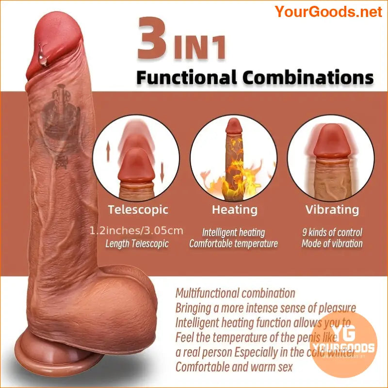 Thrusting Realistic Dildo Vibrator with Suction - YourGoods Online Shop