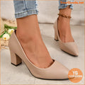 Timeless Womens Chunky High Heel Pointed Pumps - YourGoods Online Shop