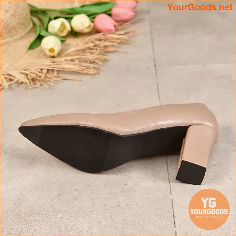 Timeless Womens Chunky High Heel Pointed Pumps - YourGoods Online Shop