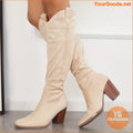 Trendy Womens Chunky Heel Zipper Dress Boots - YourGoods Online Shop