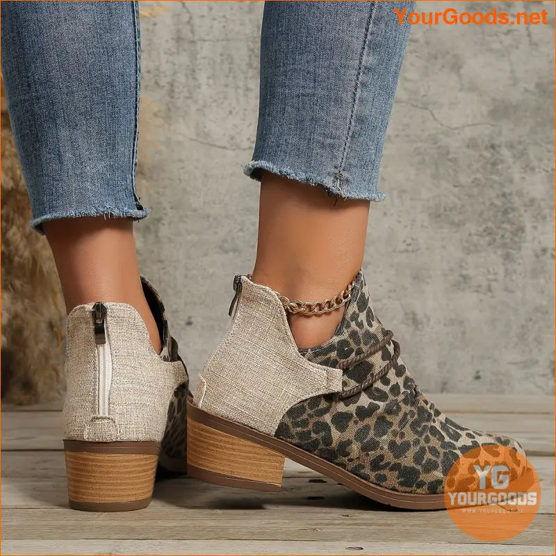 Trendy Womens Leopard Print SlipOn Canvas Boots - YourGoods Online Shop