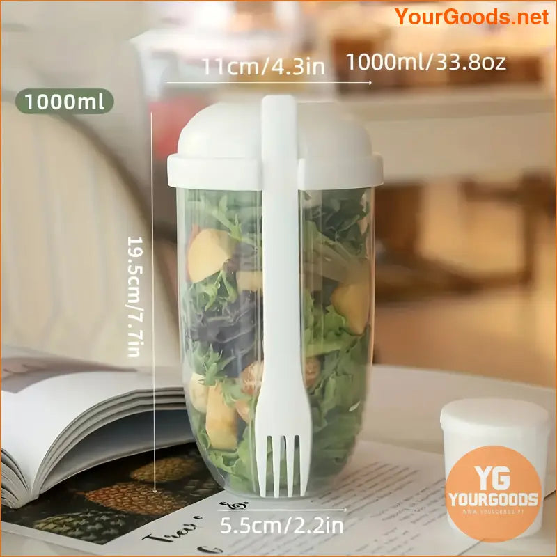 1000ml BPA Free Salad Shaker Cup with Fork Leak Proof Portable Meal Prep Container - YourGoods Online Shop