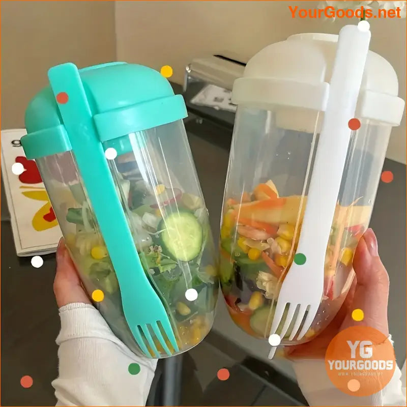 1000ml BPA Free Salad Shaker Cup with Fork Leak Proof Portable Meal Prep Container - YourGoods Online Shop