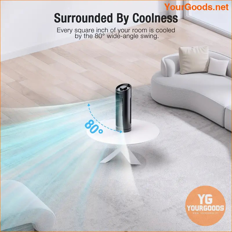 UltraQuiet Bladeless Tower Fan with Wide Oscillation - YourGoods Online Shop