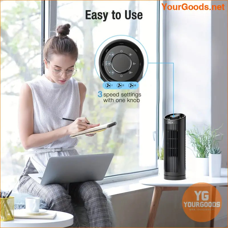 UltraQuiet Bladeless Tower Fan with Wide Oscillation - YourGoods Online Shop