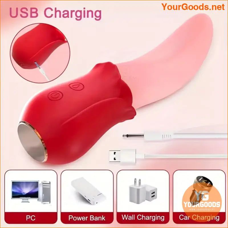 USB Rechargeable GSpot Clitoral Tongue Vibrator - YourGoods Online Shop