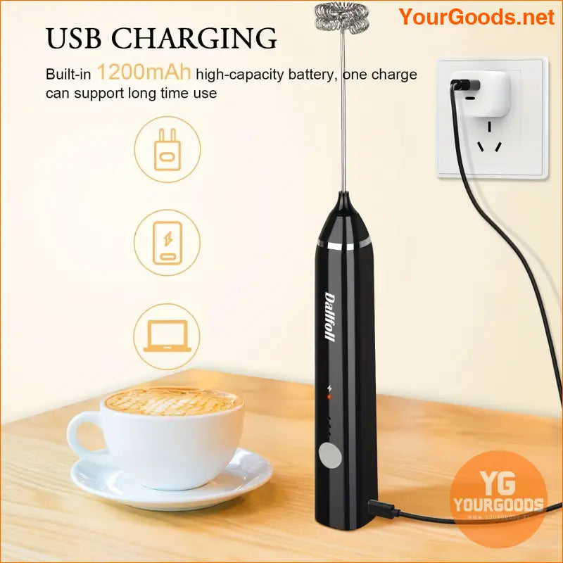 USB Rechargeable Handheld Milk Frother 3Speed Electric Foamer - YourGoods Online Shop