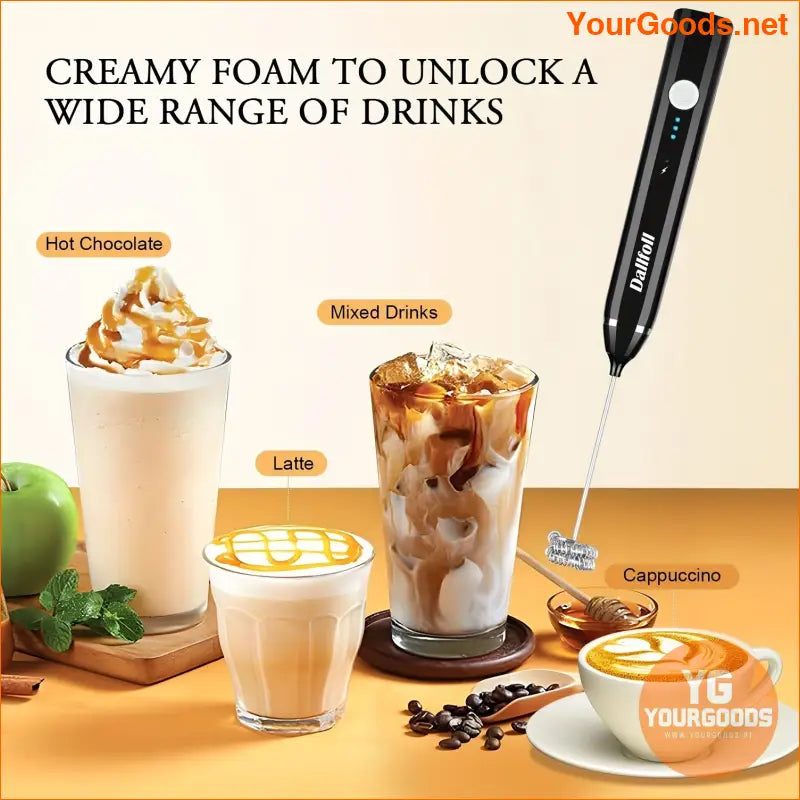 USB Rechargeable Handheld Milk Frother 3Speed Electric Foamer - YourGoods Online Shop