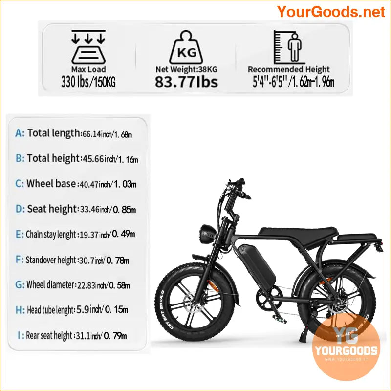 V8 750W Electric Mountain Bike with 20 Fat Tires - YourGoods Online Shop