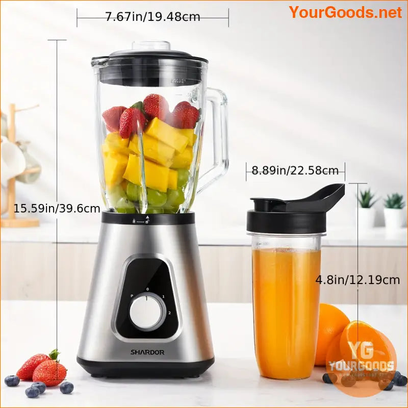 Versatile Silver Blender 52oz Capacity with Travel Cup More - YourGoods Online Shop