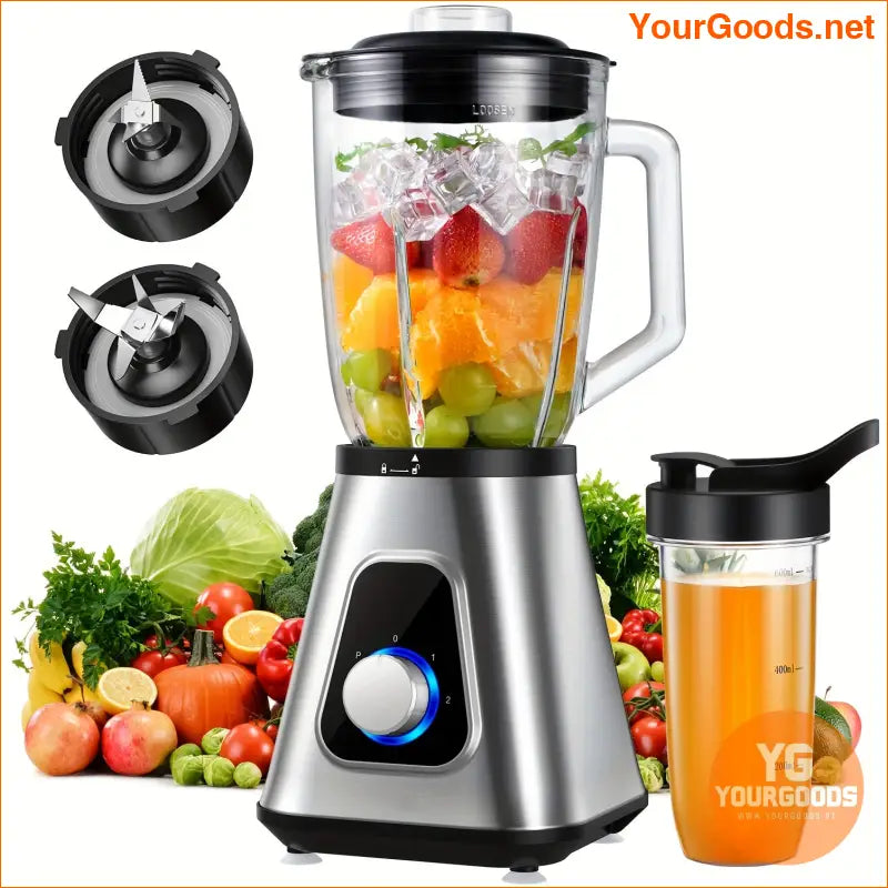 Versatile Silver Blender 52oz Capacity with Travel Cup More - YourGoods Online Shop