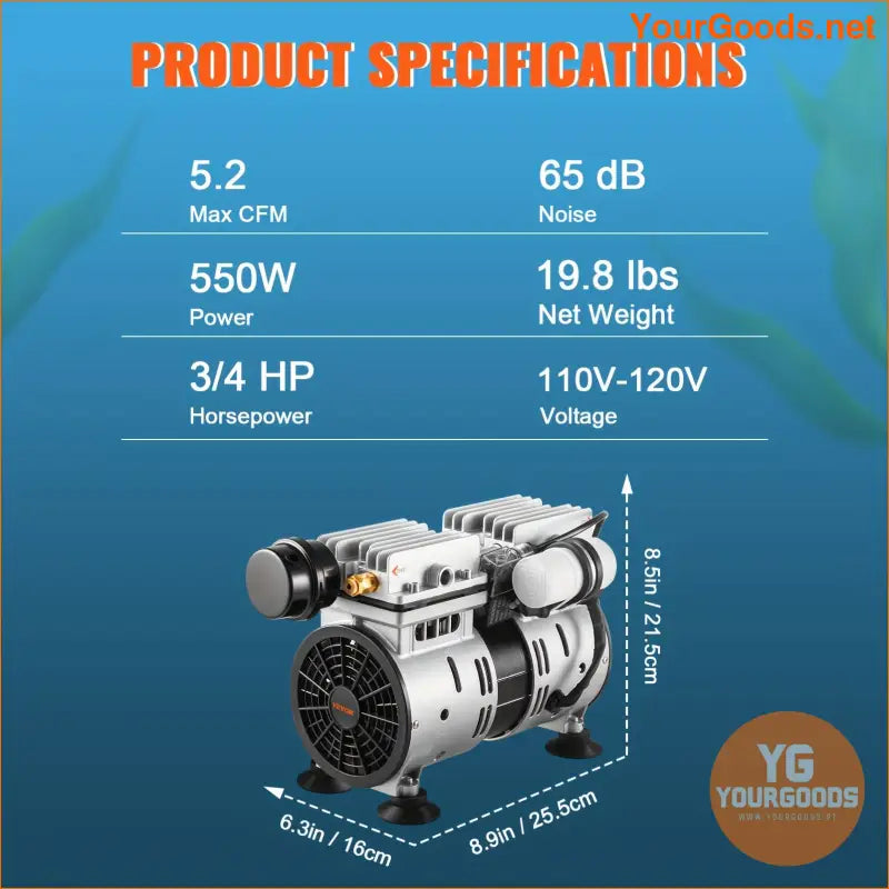 VEVOR 550W Pond Aerator for Up to 3 Acres 50´ - Air Compressor For Deep Water Oxygen Circulation - YourGoods Online Shop