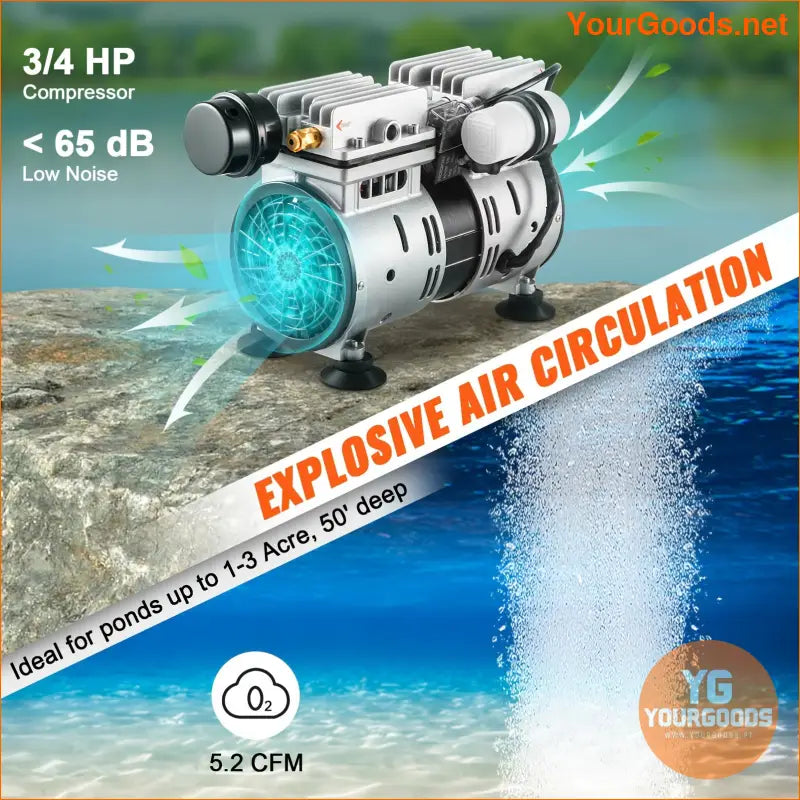 VEVOR 550W Pond Aerator for Up to 3 Acres 50´ - Air Compressor For Deep Water Oxygen Circulation - YourGoods Online Shop