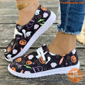 Vibrant Halloween Womens Sneakers Pumpkin Ghost Pattern - YourGoods Online Shop