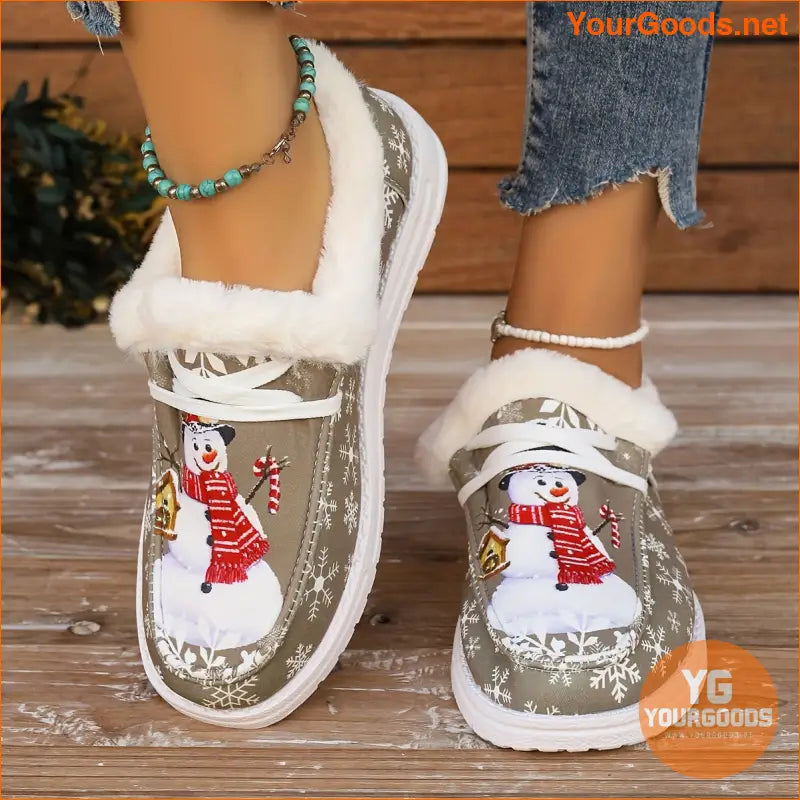 Vibrant Snowman LowTop Canvas Shoes Plush Breathable Perfect Christmas Gift - YourGoods Online Shop