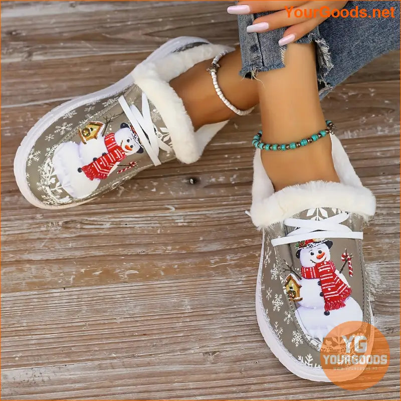 Vibrant Snowman LowTop Canvas Shoes Plush Breathable Perfect Christmas Gift - YourGoods Online Shop