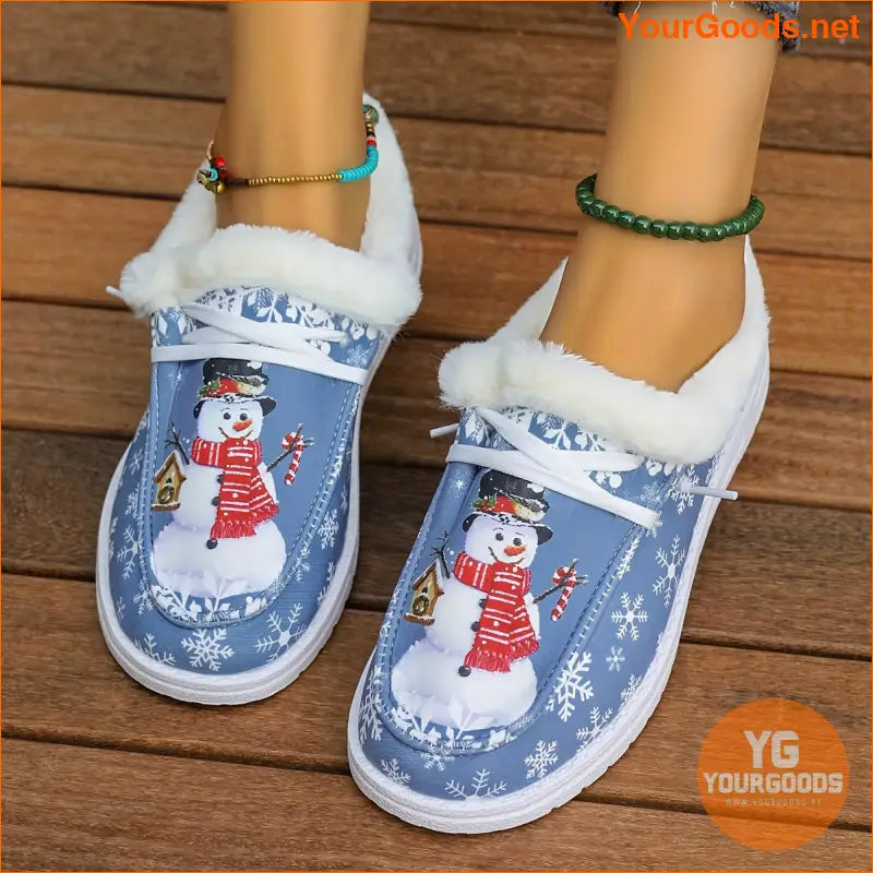 Vibrant Snowman LowTop Canvas Shoes Plush Breathable Perfect Christmas Gift - YourGoods Online Shop