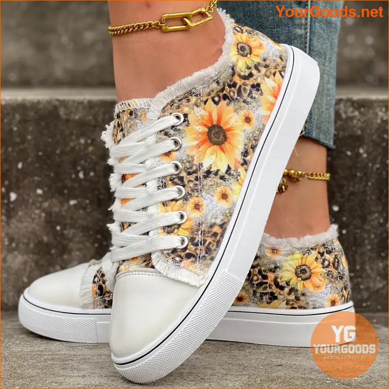 Vibrant Sunflower Canvas Shoes UltraLight Casual LaceUp - YourGoods Online Shop