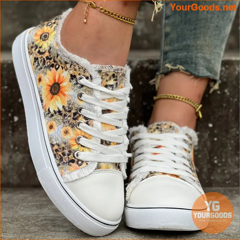 Vibrant Sunflower Canvas Shoes UltraLight Casual LaceUp - YourGoods Online Shop