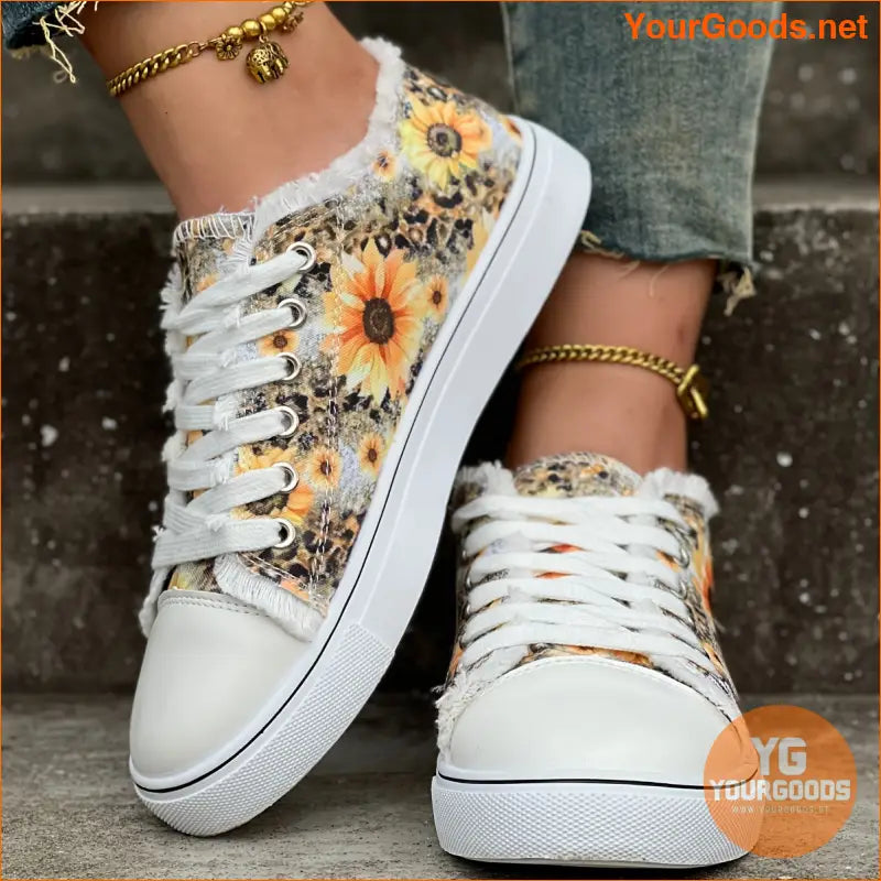 Vibrant Sunflower Canvas Shoes UltraLight Casual LaceUp - YourGoods Online Shop