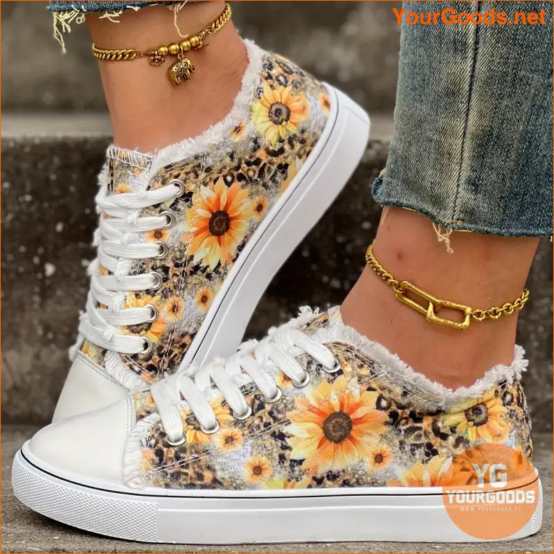 Vibrant Sunflower Canvas Shoes UltraLight Casual LaceUp - YourGoods Online Shop