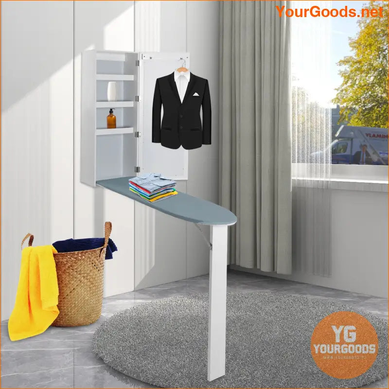 Wall Mounted Ironing Board Cabinet with Mirror - YourGoods Online Shop