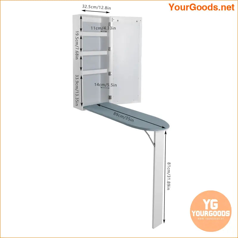 Wall Mounted Ironing Board Cabinet with Mirror - YourGoods Online Shop