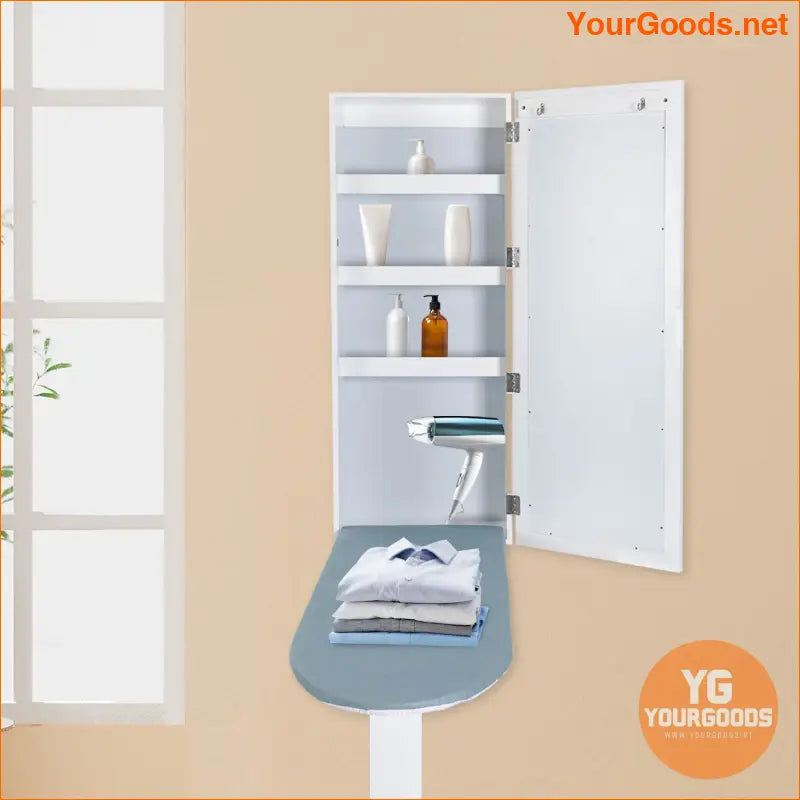 Wall Mounted Ironing Board Cabinet with Mirror - YourGoods Online Shop