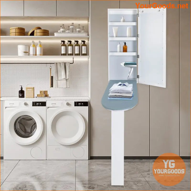 Wall Mounted Ironing Board Cabinet with Mirror - YourGoods Online Shop