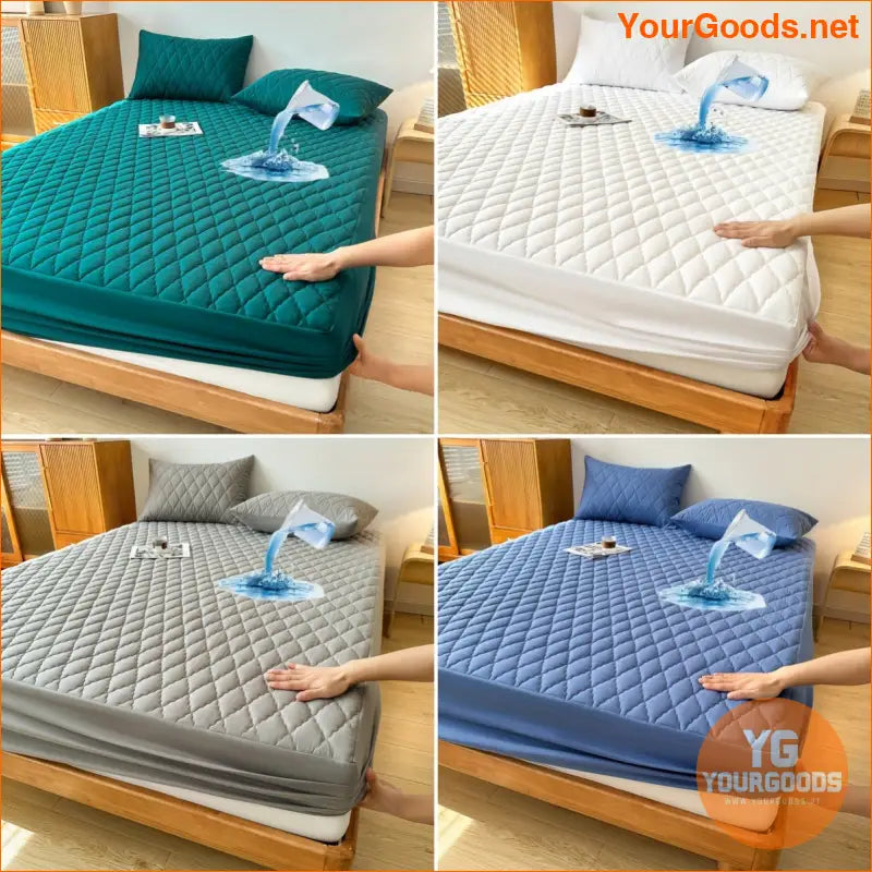 Waterproof Soft Mattress Protector Fitted Solid Design - YourGoods Online Shop