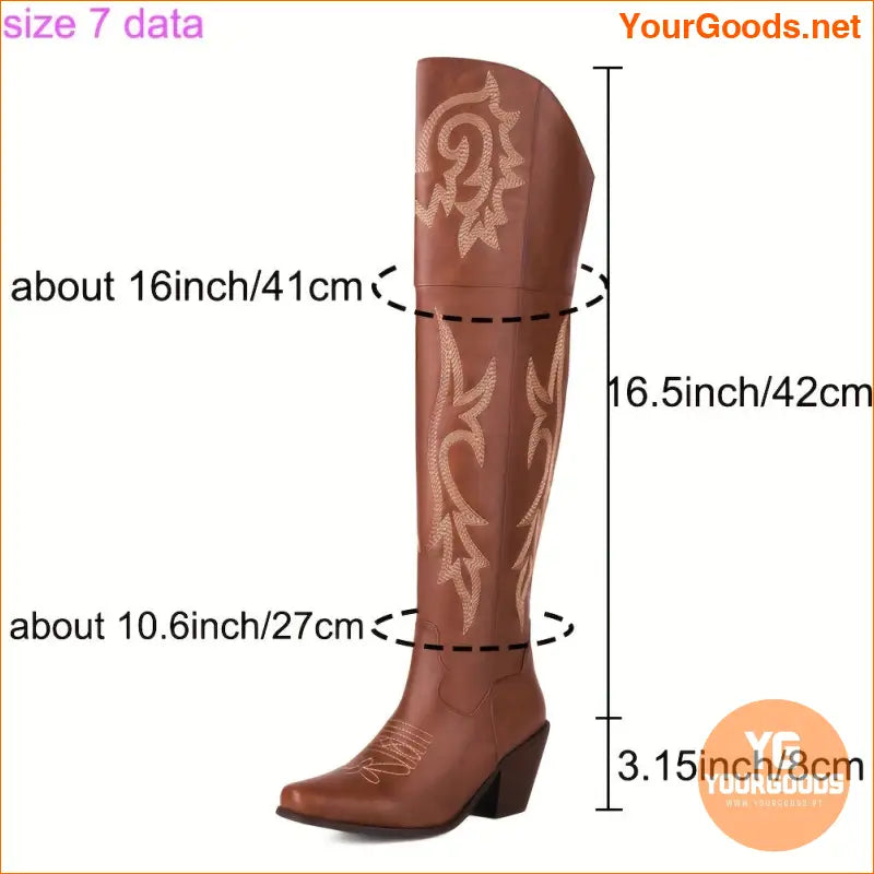 Western Pointy Toe Thigh High Cowboy Boots for Women - YourGoods Online Shop