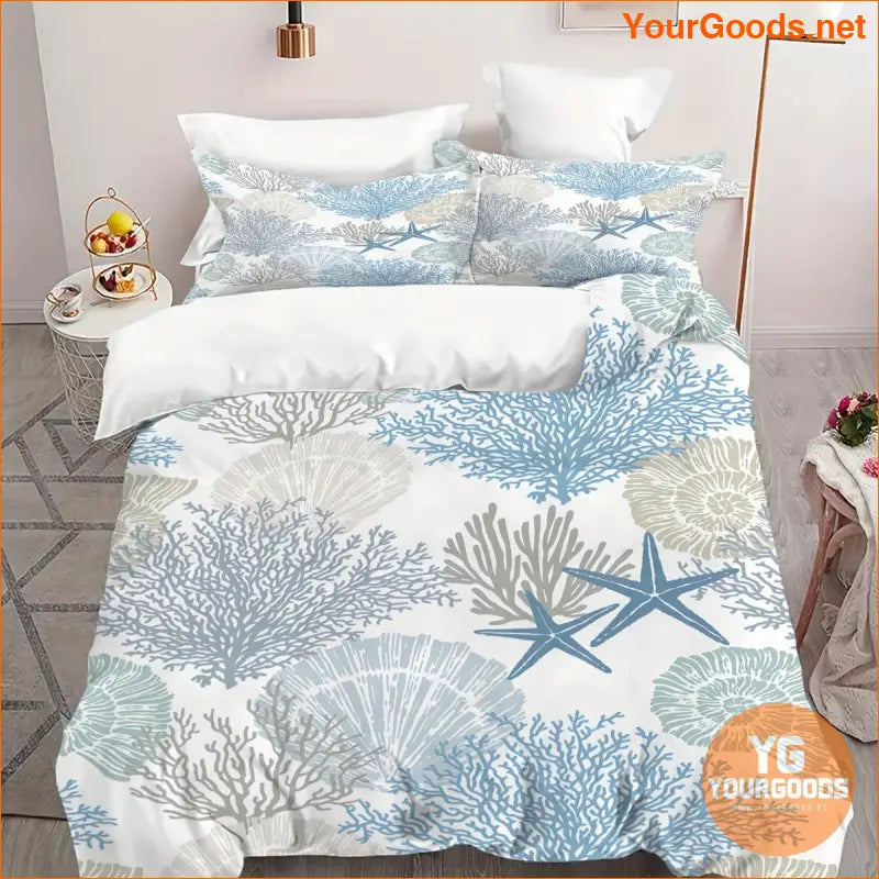 Whimsical Sea Starfish Duvet Set Comfy Bedding 3PCS - YourGoods Online Shop