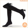 Womens Black PointedToe HighHeel ThighHigh Boots - YourGoods Online Shop