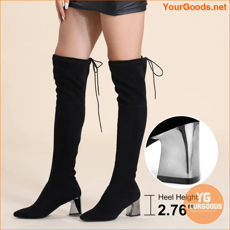 Womens Black PointedToe HighHeel ThighHigh Boots - YourGoods Online Shop