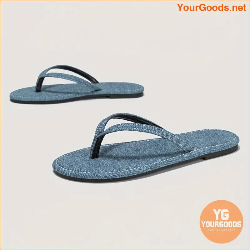 Womens Blue Denim Summer Slide Sandals - YourGoods Online Shop