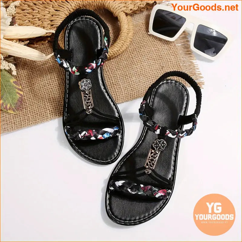 Womens Braided Elastic Strap SlipOn Beach Sandals - YourGoods Online Shop