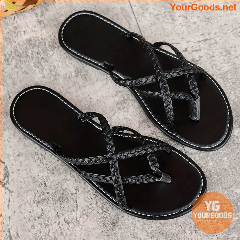 Womens Braided SlipOn Summer Beach Slides - YourGoods Online Shop