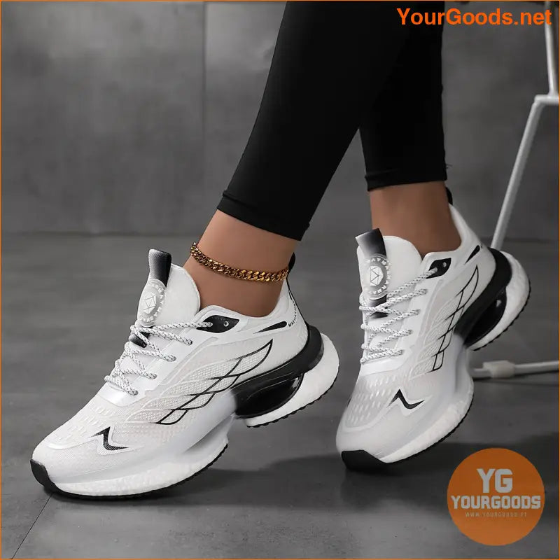 Women's Breathable Mesh Platform Sneakers, Casual Lace Up Outdoor Shoes, Comfortable Low Top Running Shoes - YourGoods Online Shop