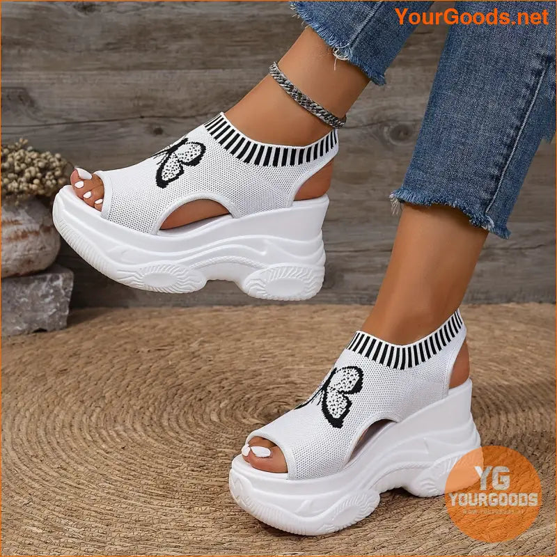 Womens Butterfly Wedge Heeled Comfortable SlipOn Sandals - YourGoods Online Shop