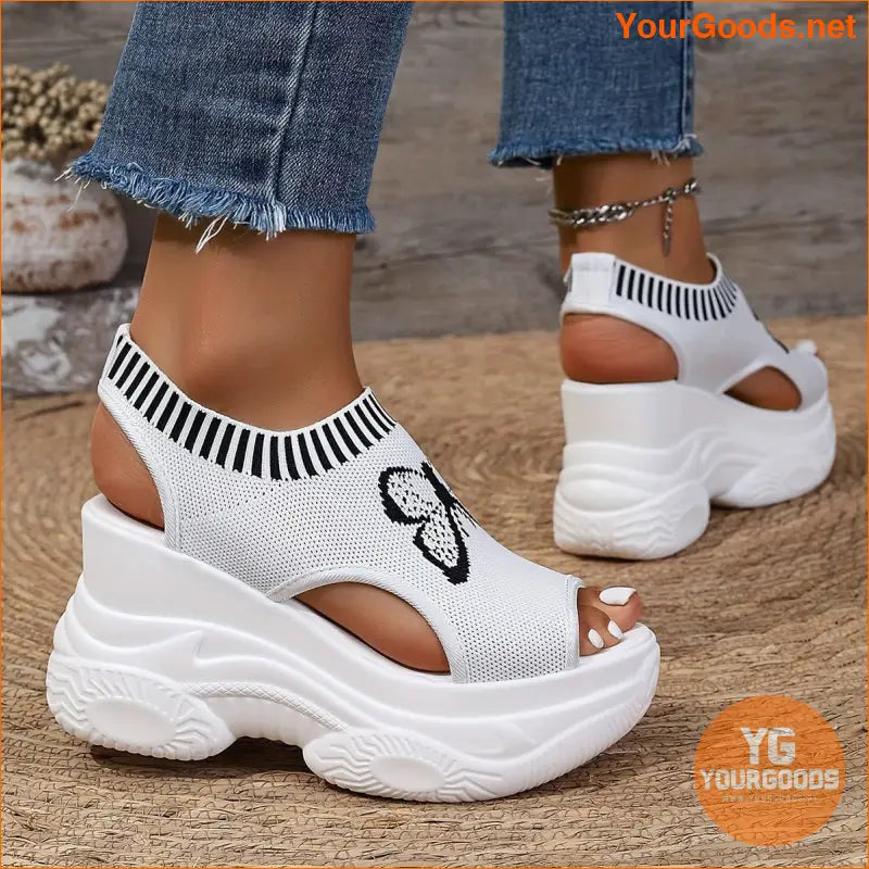 Womens Butterfly Wedge Heeled Comfortable SlipOn Sandals - YourGoods Online Shop