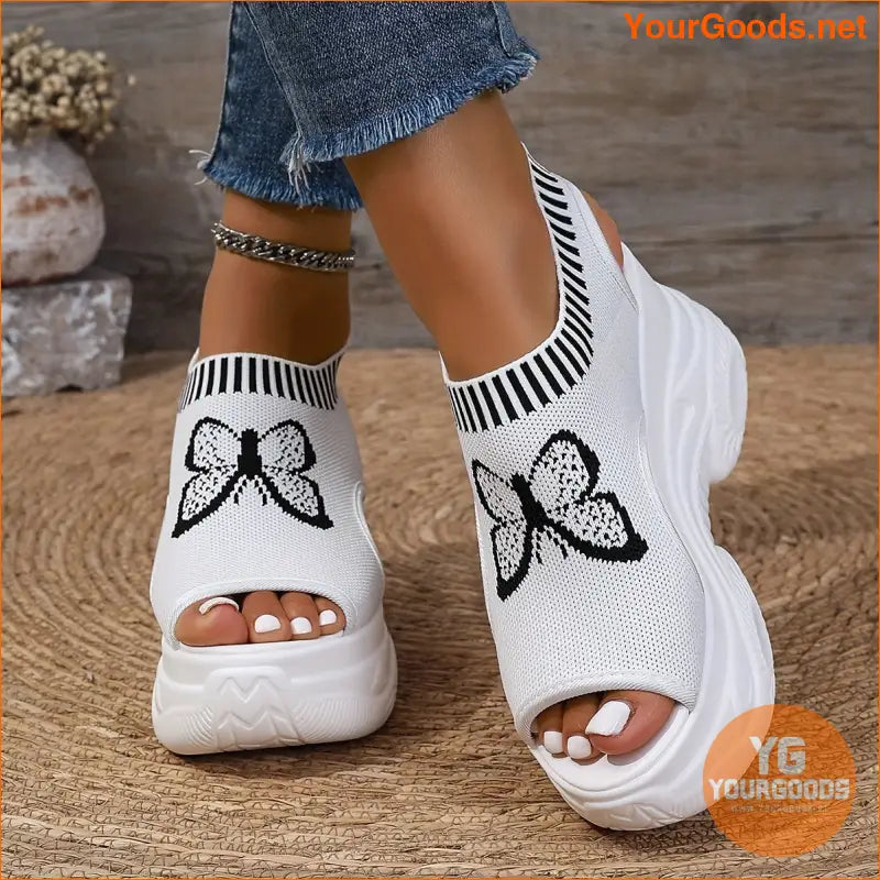 Womens Butterfly Wedge Heeled Comfortable SlipOn Sandals - YourGoods Online Shop