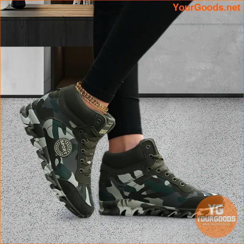 Women's Camouflage Pattern Sneakers, Casual Lace Up Outdoor Shoes, Comfortable High Top Shoes - YourGoods Online Shop