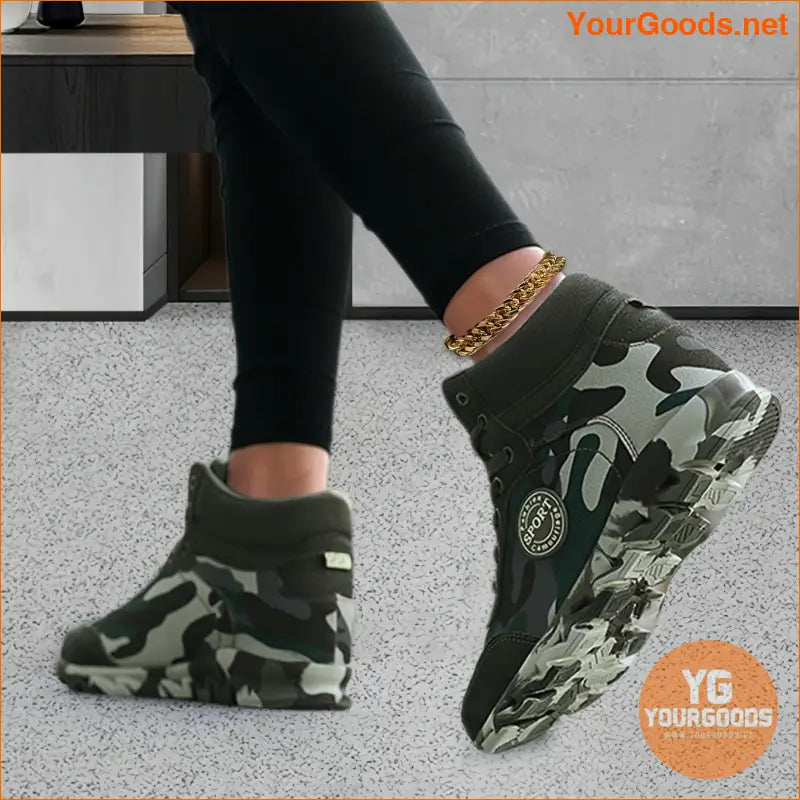 Women's Camouflage Pattern Sneakers, Casual Lace Up Outdoor Shoes, Comfortable High Top Shoes - YourGoods Online Shop