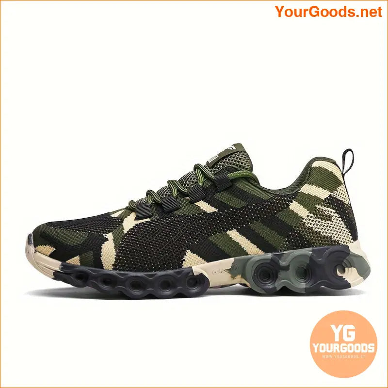 Women's Camouflage Print Sneakers, Breathable Flying Woven Outdoor Shoes, Comfortable Low Top Sport Shoes - YourGoods Online Shop