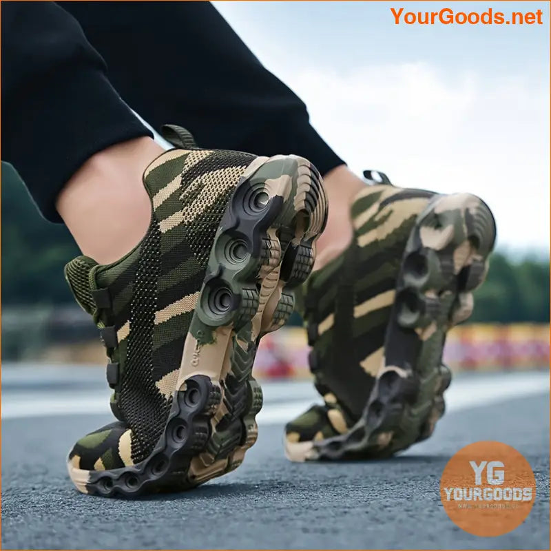 Women's Camouflage Print Sneakers, Breathable Flying Woven Outdoor Shoes, Comfortable Low Top Sport Shoes - YourGoods Online Shop