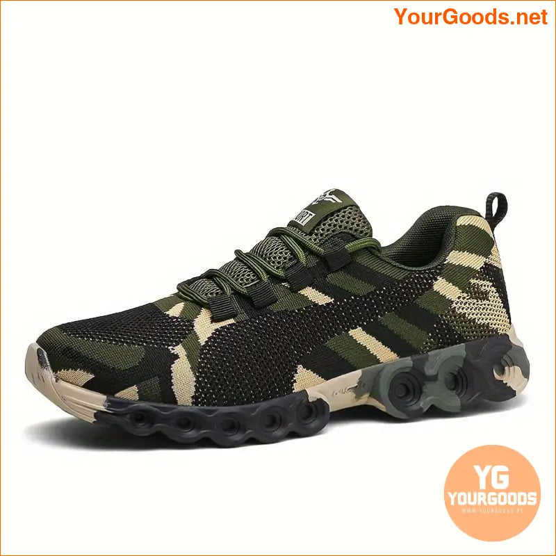 Women's Camouflage Print Sneakers, Breathable Flying Woven Outdoor Shoes, Comfortable Low Top Sport Shoes - YourGoods Online Shop